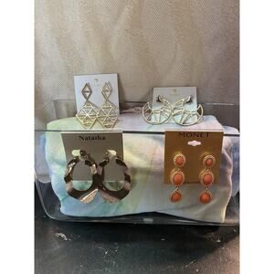 New! 4 Pairs Gorgeous Earring Lot From Top Department Stores Monet Landry Etc